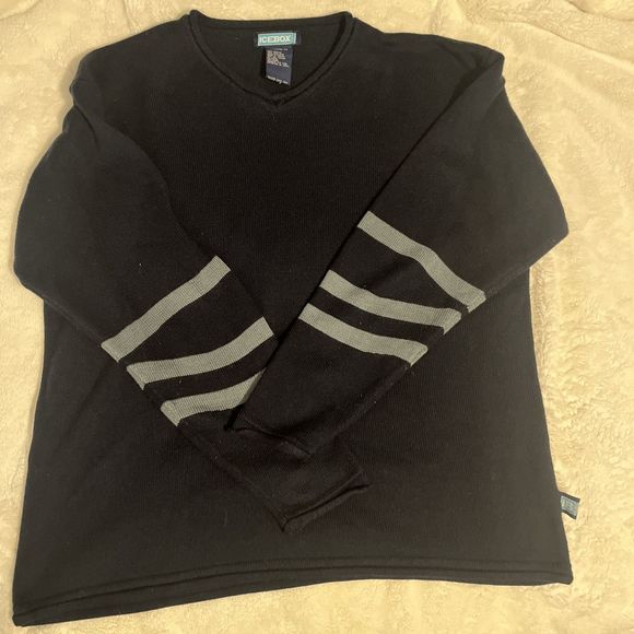 ICEBOX Men’s Navy Blue Gray Stripe Sweater- Extra Large - Picture 1 of 4
